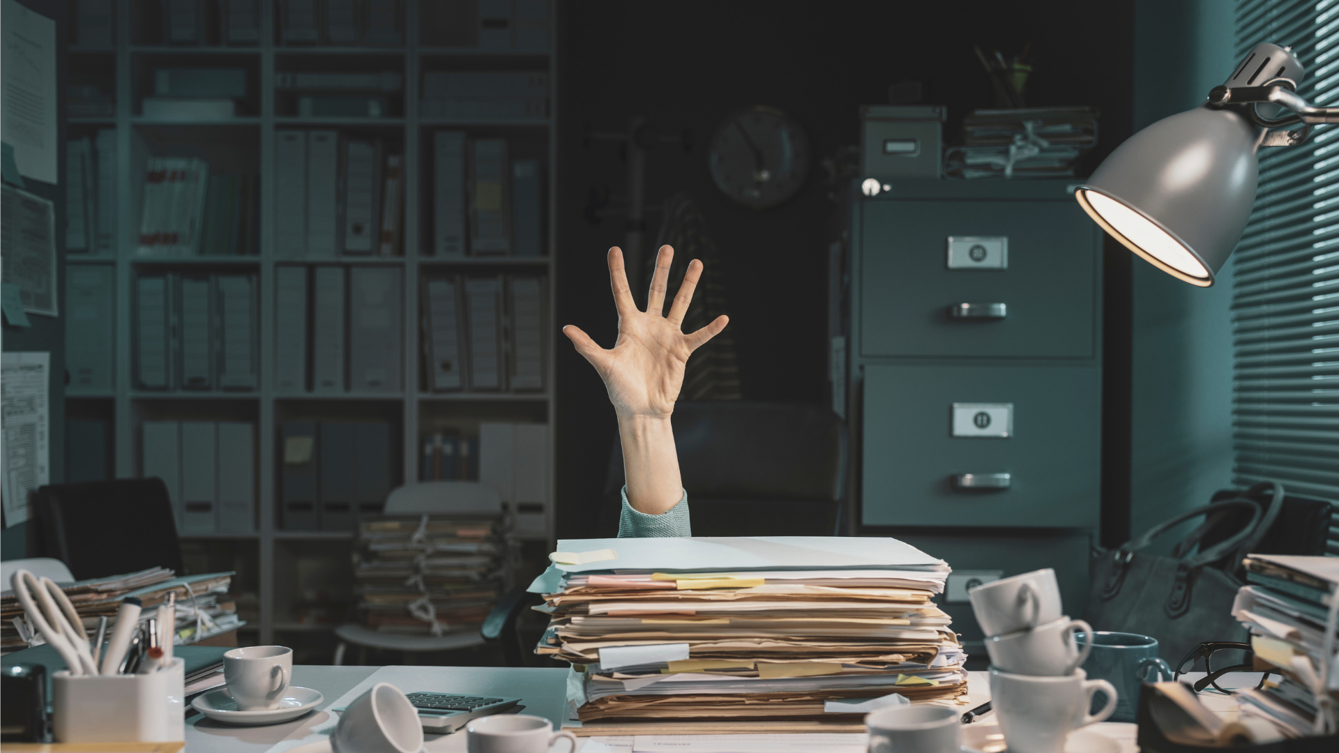 hand above desk